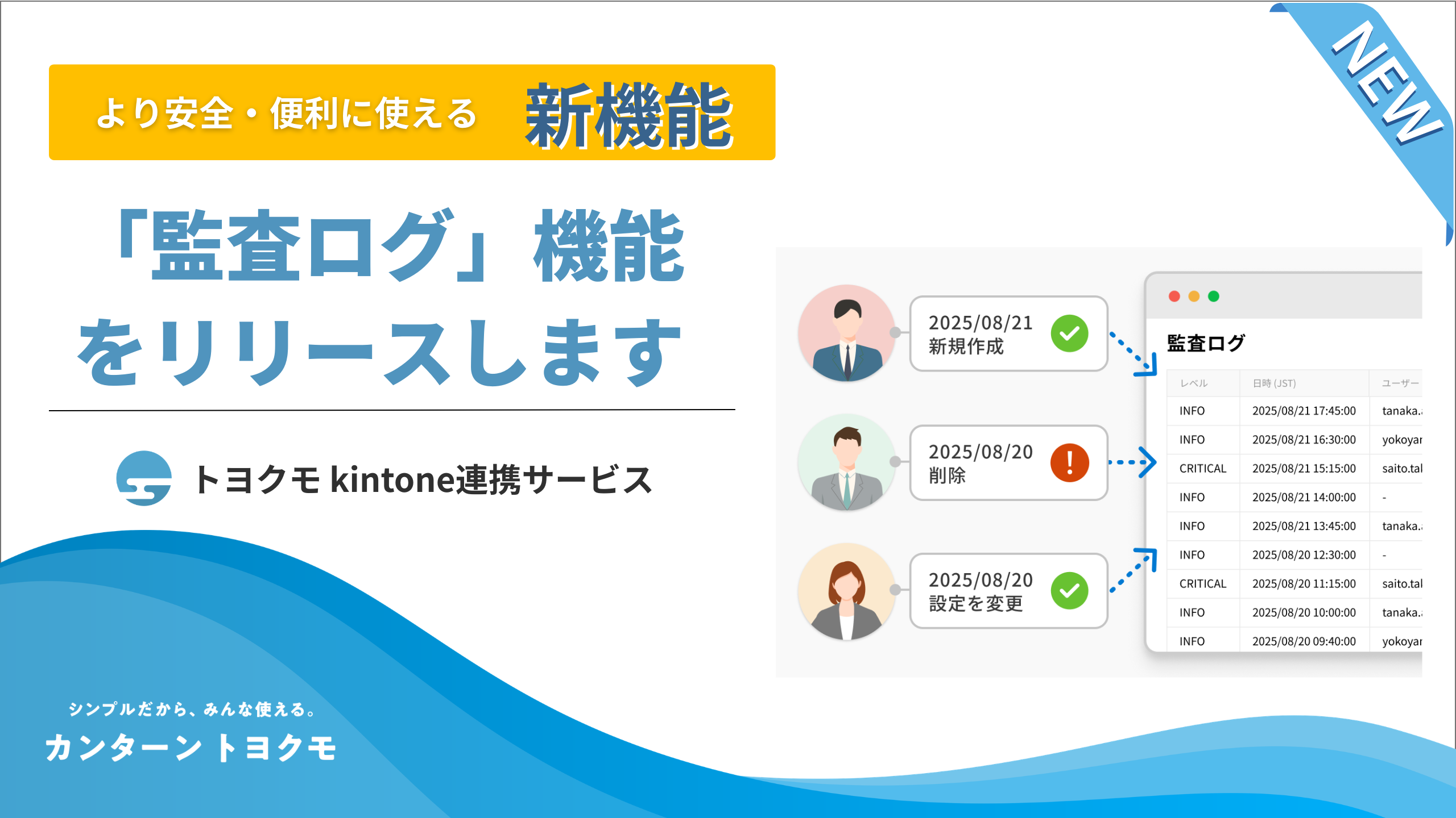 トヨクモ、kintone連携サービス横断で「監査ログ機能」の提供を開始